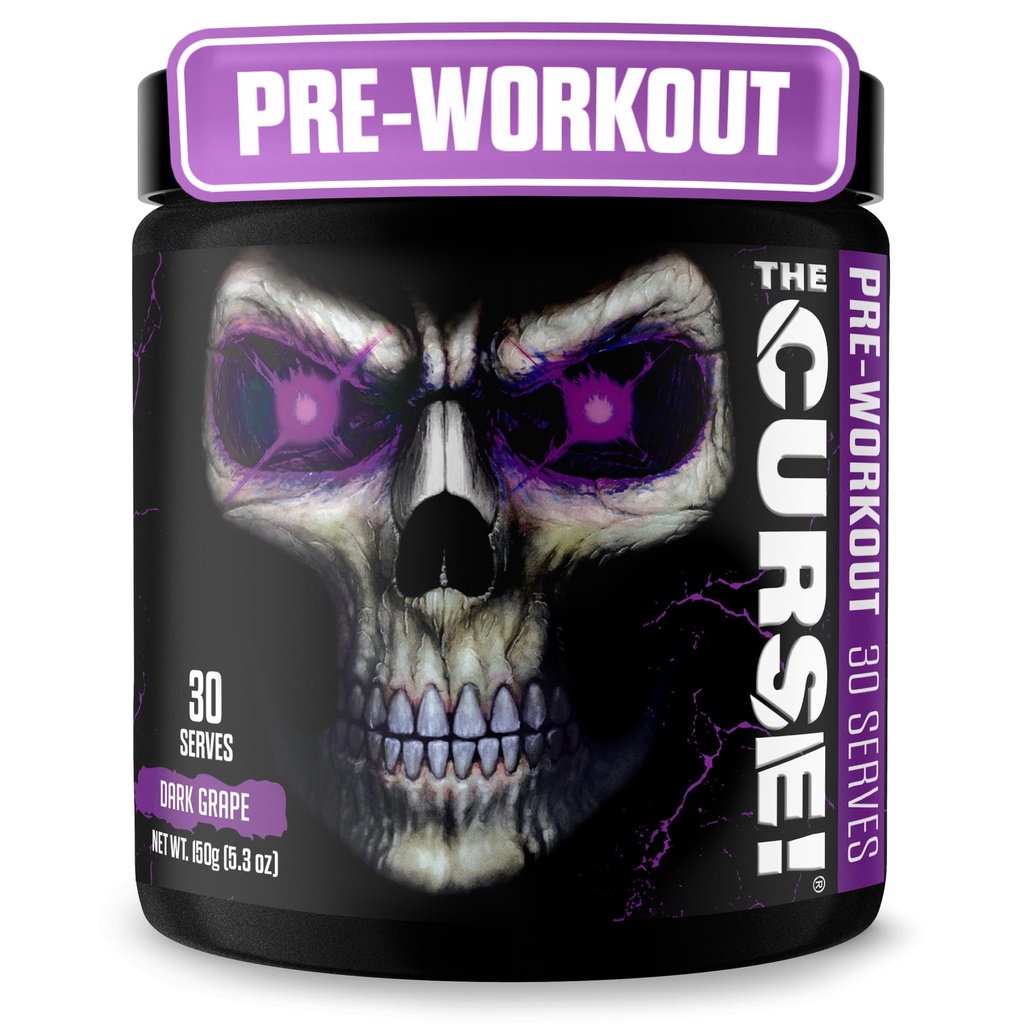 JNX SPORTS La Malédiction ! Poudre de pré-entraînement de raisin foncé avec créatine – Pré-entraînement d'énergie extrême pour les hommes et les femmes – 30 portions – L Citrulline, Beta Alanine & Caféine pour pompe, force et focus
