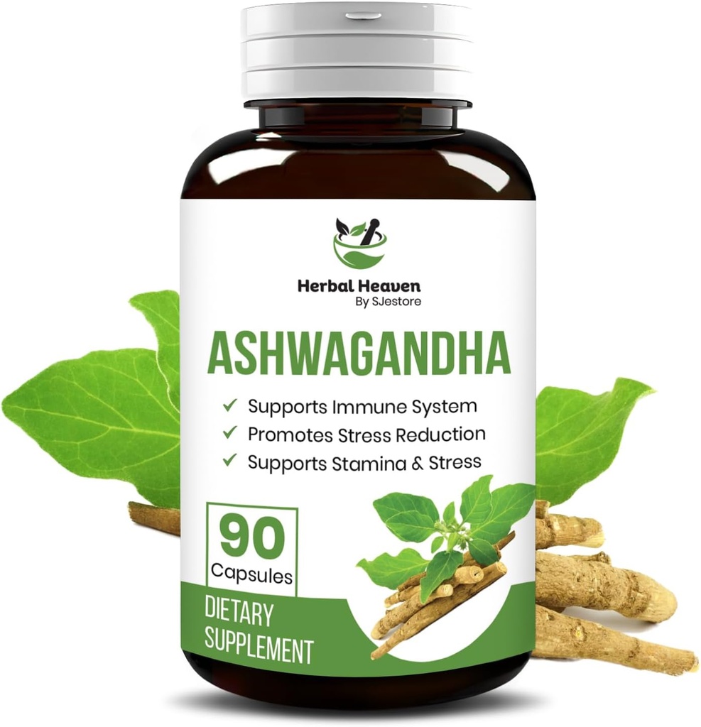 Herbal Heaven Ashwagandha Capsules 90 Count.