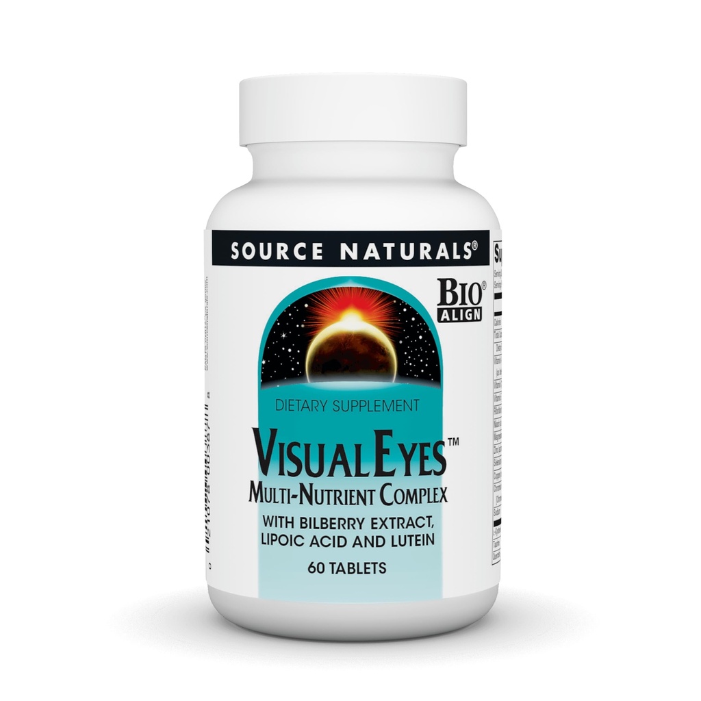 Source Naturelles Yeux Visuels Supplément diététique - Complexe Multinutrient avec Extrait de Bilberry, Acides Lipoïques et Lutéine - 60 Comprimés
