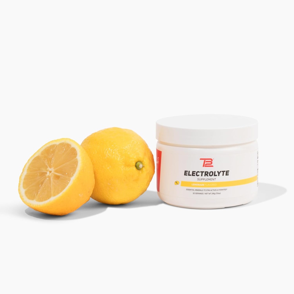 TB12 Limonade en poudre d'électrolyte – Poudre d'électrolyte minéral pour une hydratation rapide par Tom Brady - Naturel, faible teneur en sucre, végétalien, sans gluten, facile à mélanger - 30 portions (1 pot)
