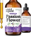 Teinture de fleurs de la passion sauvage et biologique - Support d'humeur - Supplément de fleurs de la passion calmante - Extrait liquide de Passiflora Incarnata - gouttes d'herbe végétalienne, sans sucre et sans alcool - 4 fl oz