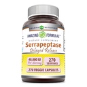 Formules étonnantes Supplément Serrapeptase : 40 000 UI Capsules de légumes : non-OGM : sans gluten