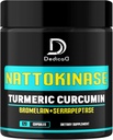 4-in-1 Nattokinase 2000 Fu, Turmeric, Bromelain, Serrapeptase - Détox de protéines d'épike - Balance corporelle, circulation Santé et système immunitaire - 120 Capsules 4-Mois