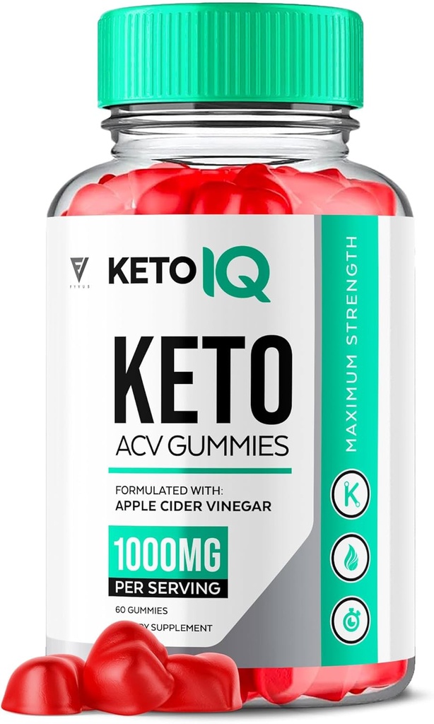 Keto IQ ACV Gummies, Keto IQ Keto ACV Gummies Supplément de vitamine de perte de poids avancé pour les hommes femmes, KetoIQ Keto IQ Gummy Apple Cider Vinegar Formule 1000MG Keto+ Folic Acid Beet Root (60 Gummies)