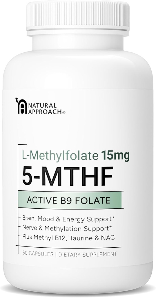 L-méthylfolate 15mg plus méthyl B12, D3, Taurine et NAC.