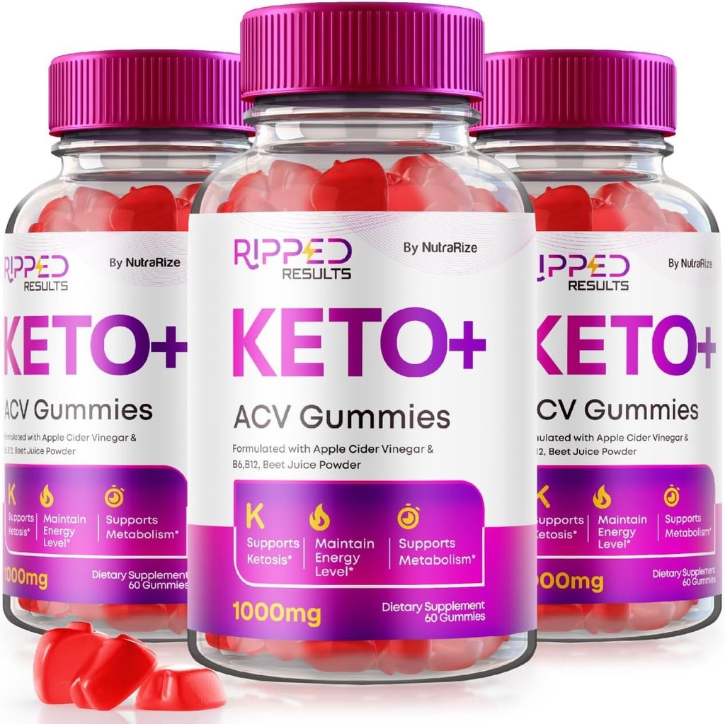 NutraRize (paquet de 3 résultats encastrés Keto+ACV) Gummies pour la perte de poids avancée, Ripped Results Reviews (180 Gummies)