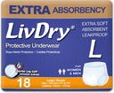 Sous-vêtements d'incontinence pour adultes LivDry, couches pour adultes supplémentaires, protection contre les fuites, grand paquet de 18