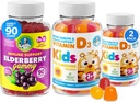 Vitamine D Gummies and Elderberry Gummies - Immunity Mega Boost pour les enfants et les adultes - Végétarien sans vitamines pour les enfants