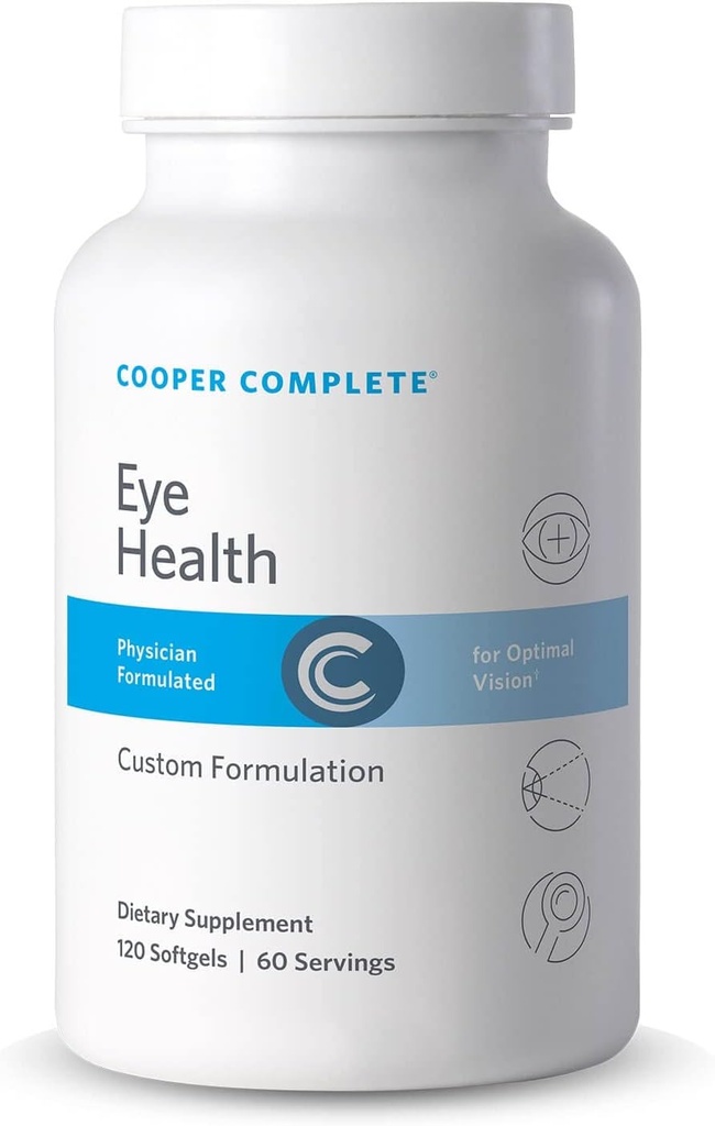 Cooper Complete - Supplément santé oculaire - Lutéine, Meso Zeaxanthin et Zeaxanthin, Vitamine C & E - 120 Softgels par bouteille. Boîte de 2