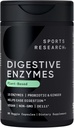 Recherche sportive Enzymes digestifs avec probiotiques et gingembre - Plante à base de lait, protéines, sucre et glucides - Non-OGM Verified & Vegan Friendly (90 capsules de légumes)
