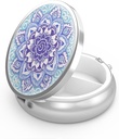 Pill Box 3 Compartiment petit cas de pilule, Portable pour Pocket ou Purse Pill Organizer Porte-conteneur de pilule pour tenir les vitamines, médicaments, huile de poisson et suppléments (Mandala Blue)