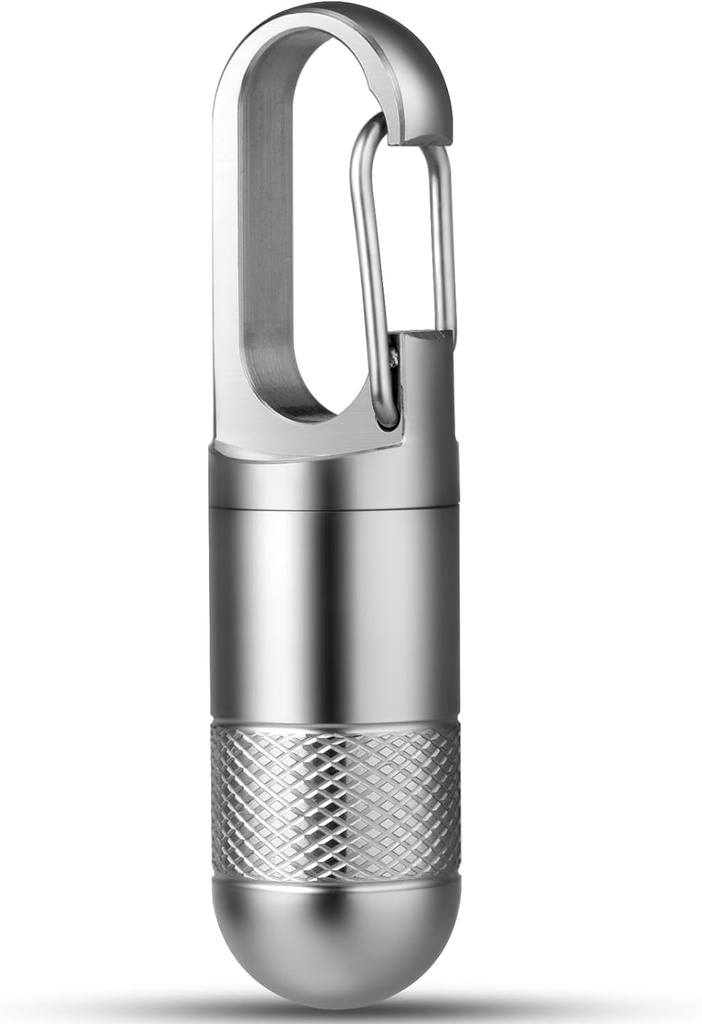 TISUR Pill Case, Porte-clés, Conteneur de boîte de voyage, Organisateur portable, Bouteille métallique imperméable (Gray, Small - 1,06 pouce)