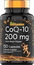 Tnvitamins CoQ-10 200mg - 150 Capsules avec extrait de poivre noir (en anglais) 5 mois d'approvisionnement!
