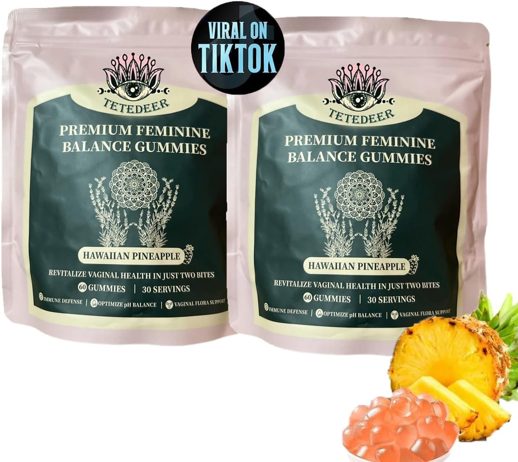 Vital Organic Sourcing Equilibre Féminine Gommies pour la santé des femmes, Premium Equilibre Féminine Gommies,Améliorer le système immunitaire, Promotion de la santé des femmes, Vegan, Sans gluten, Hawaiian ananas Saveur (2)