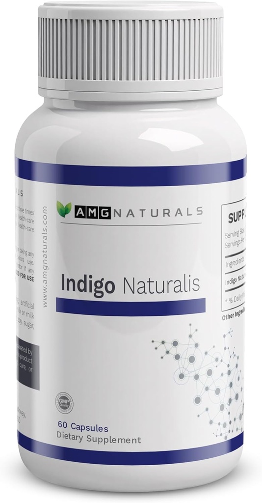 Indigo Naturalis - 60 Capsules d'Indigo Naturalis pur sans liants, sans remplissage, sans excipients, sans conservateurs - Herbe entière