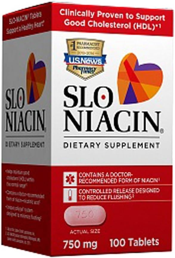 Slo-Niacine Polygel Niacine à libération contrôlée, 750 mg, 100 comprimés