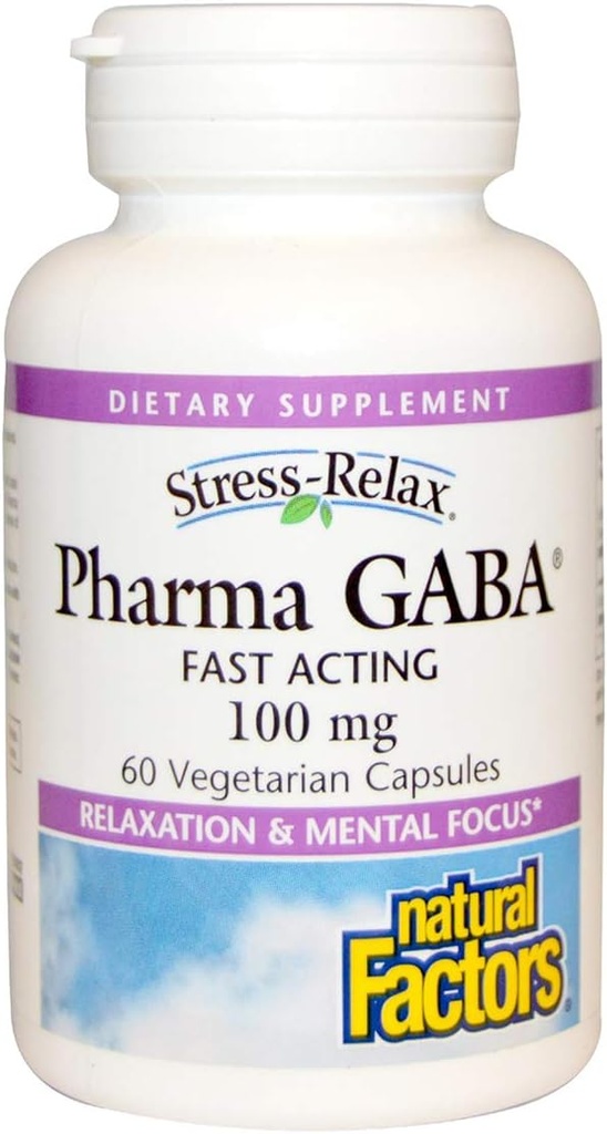 Natural Factors Pharma GABA - Dietary Supplement Supports Calm Sleep & Sleep Quality - Natural, Fast-Working Supplement Aids Focus & Brain Health - 60 Chewable Tablets (30 Servings)