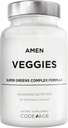 Amen Végéties, Végétaux quotidiens Supplément vitamines, Légumes Mélange végétalien et aliments entiers Verts crus Capsules multivitamines, Complexe de champignons, Superaliments, Minéraux, Nutriments végétaux verts, Non-OGM, 90 ct