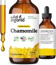 Teinture de fleurs de camomille sauvage et biologique - Supplément calmant pour la détente - Extrait de camomille gouttes liquides - Vegan, sucre et sans alcool - 4 fl oz