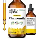 Teinture de fleurs de camomille sauvage et biologique - Supplément calmant pour la détente - Extrait de camomille gouttes liquides - Vegan, sucre et sans alcool - 4 fl oz