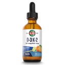 KAL D3 K2 DropIns 125 mcg / 500 mcg Vitamine liquide D3 K2 Drops, Bone Health, Heart Health and Immune Support Supplément, Flaveur d'agrumes naturels, Garantie de remboursement de 60 jours, Env. 59 Servir, 2 FL OZ