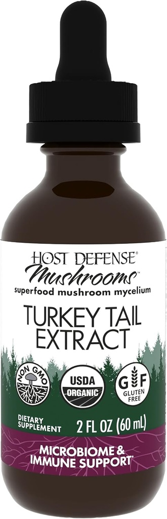 Host Defense Turkey Tail Extract - Digestive Health & Immune Response Support Supplement - Mushroom Supplement for Gastrointestinal & Gut Microbiome Support - 2 fl oz (60 Servings)*