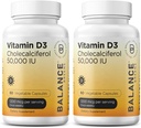 Balancebreens Vitamine D3 50 000 UI, 60 capsules de légumes - haute puissance, soutient la santé immunitaire et osseuse - hebdomadaire une fois (paquet de 2)