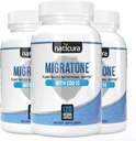Migratone Anti-migraine - Vitamine naturelle de soulagement des maux de tête - Supplément de migraine avec PA - Butterbur libre, Magnésium, Vitamine B2 B6 et B12, CoQ10 microactif et Fièvre - Choix de la clinique Migraine