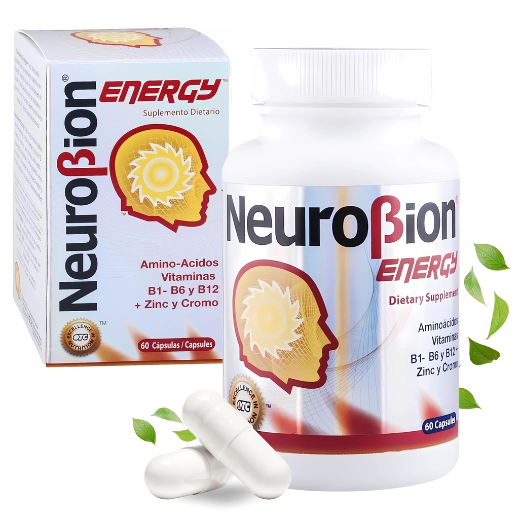 60 Caps Énergie Neurobion - Acides aminés Vitamine B1 B2 B6 B12 - Augmente l'alerte cérébrale et l'endurance