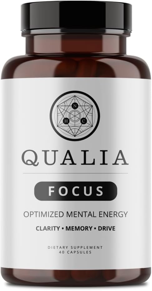 Qualia Focus Brain Booster Supplement Un puissant nootrope conçu pour fournir de l'énergie mentale soutenue, l'alerte, la concentration et la mémoire avec Ginkgo Biloba, L-Theanine Plus