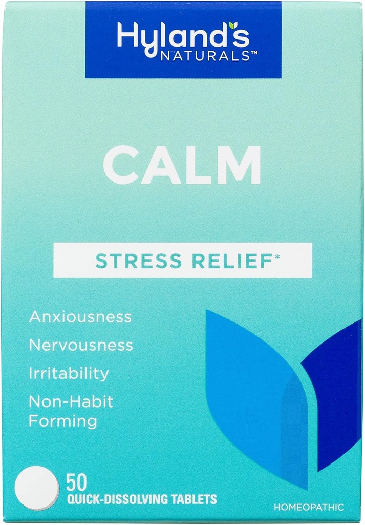 Comprimés calmes de Hyland, supplément de soulagement du stress, soulagement naturel de l'anxiété, de la nervosité et de l'irritabilité, 50 comtes (paquet de 1, 50 comte total)