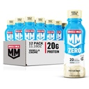 Lait Muscle Zero Protein Shake, Crème Vanille, 20g Protéines, Zero Sugar, 100 Calories, Calcium, Vitamines A, C & D, Fibre 4g, Seringue Energisante, Récupération d'entraînement, Emballage May Vary 11.16 Fl Oz (Paquet de 12)