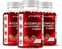 Gommies complexes de vitamine B avec vitamine C et inositol - Saveur de fraise naturelle - 60 Gommies (3 bouteilles)