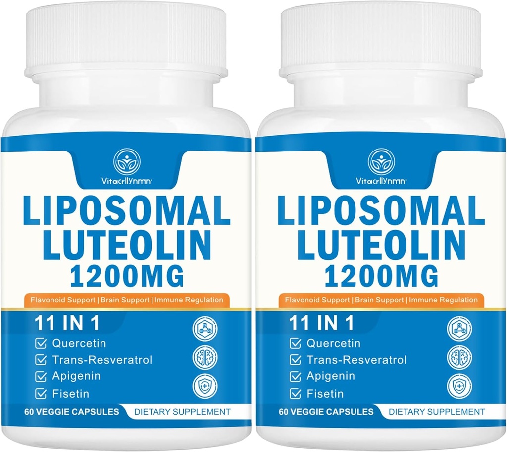 1200MG Luteolin Liposomique Supplément - Absorption maximale, Boost antioxydant pour le cerveau 120 Capsules