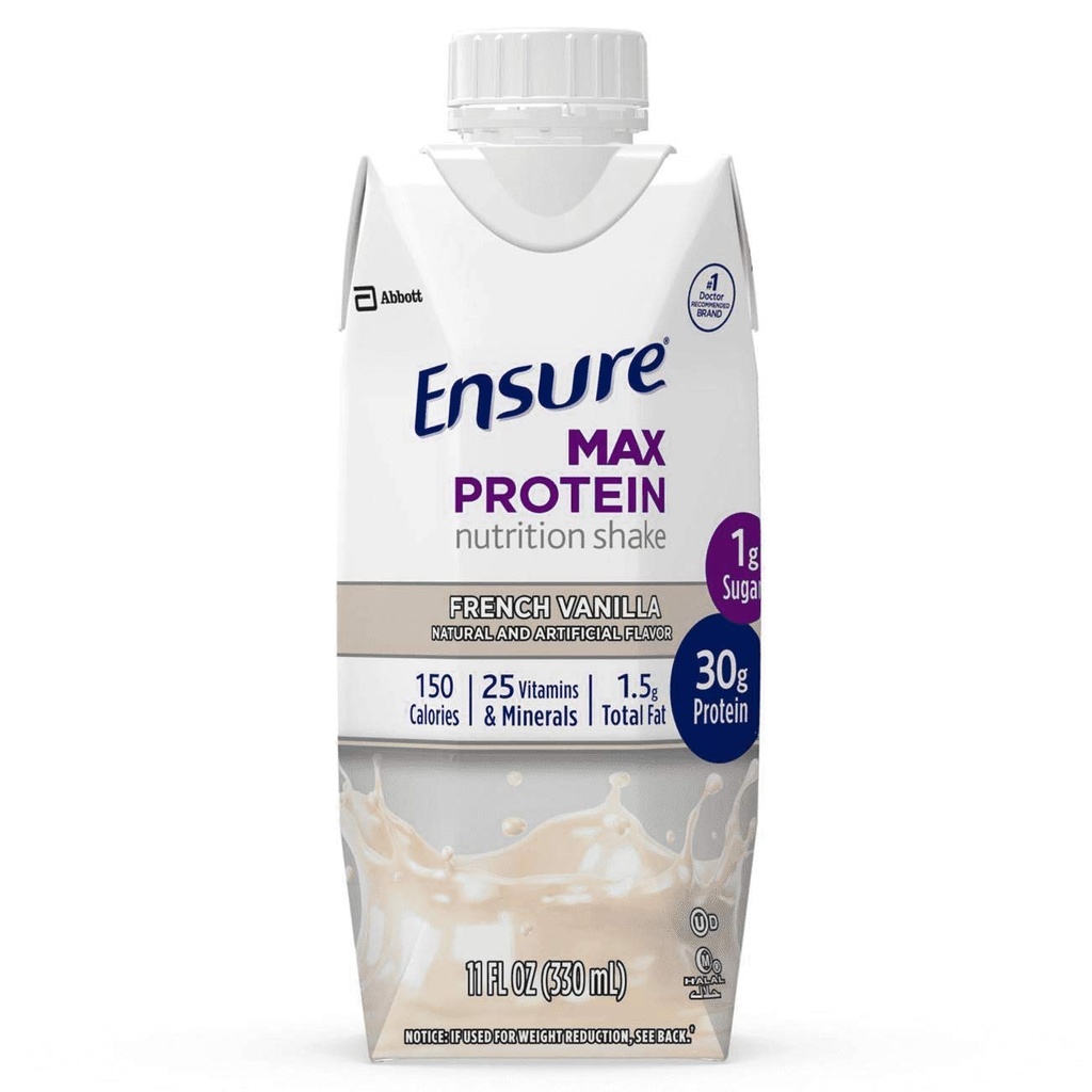 S'assurer que Max Protein Nutrition Shake Français Vanille 4 Cartons, Poids total 44 fl oz