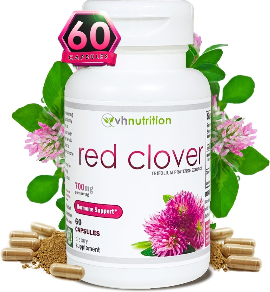 VH Nutrition ROUGE Clover de 700mg Trifolium Pratense Extract de 100 mg Hormone Balance* et soutien à la ménopause* pour les femmes