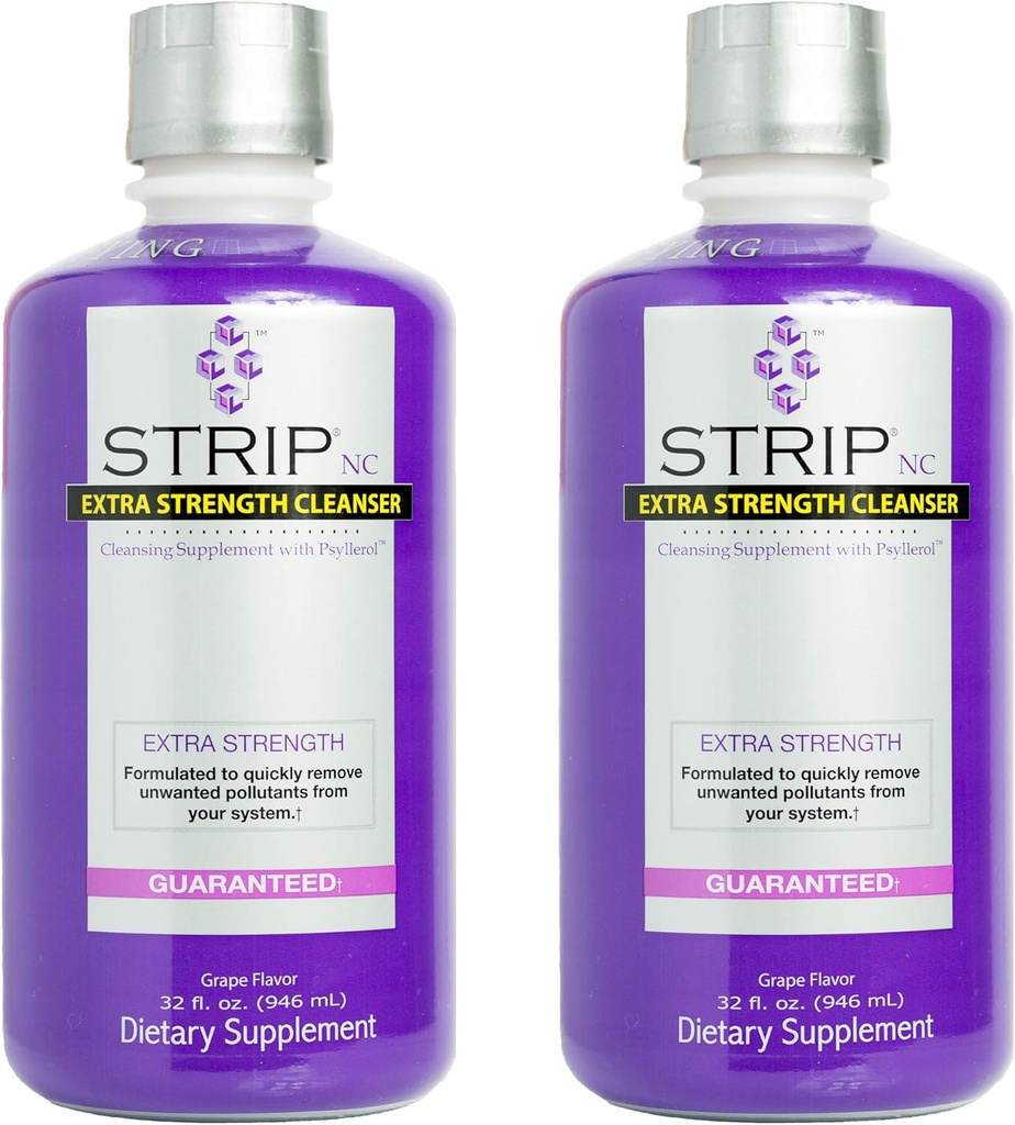 Wellgenix Strip NC Herbal Cleanse Detox Drink, Détox pour le corps à action rapide, 32 Fl Oz, Détoxifiant Premium pour l'élimination rapide des toxines, Détox pour le nettoyage extrême, formule liquide de saveur de raisin (paquet de 2)