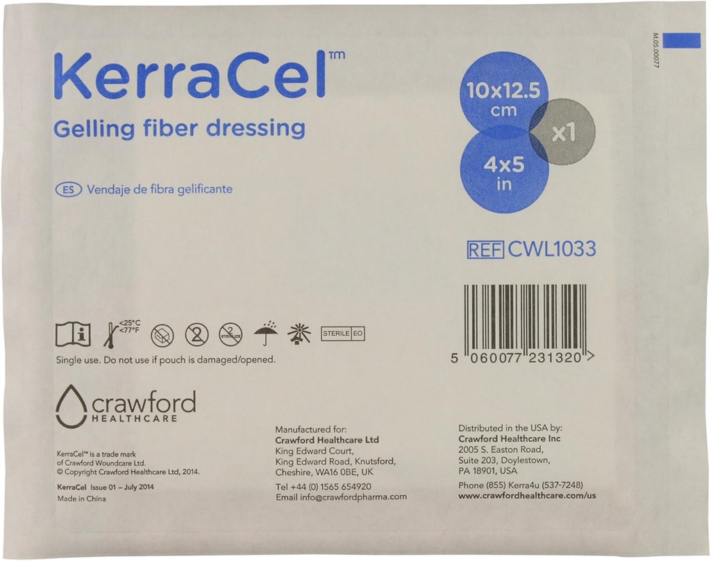 Dressing de 4"x 5" en fibre de Gelling Wound (CWL1033) - Absorbe et isolate Drainage et bactéries de la plaie, Microcontours au lit de la plaie, maintient des niveaux d'humidité sains (1 Chacun)