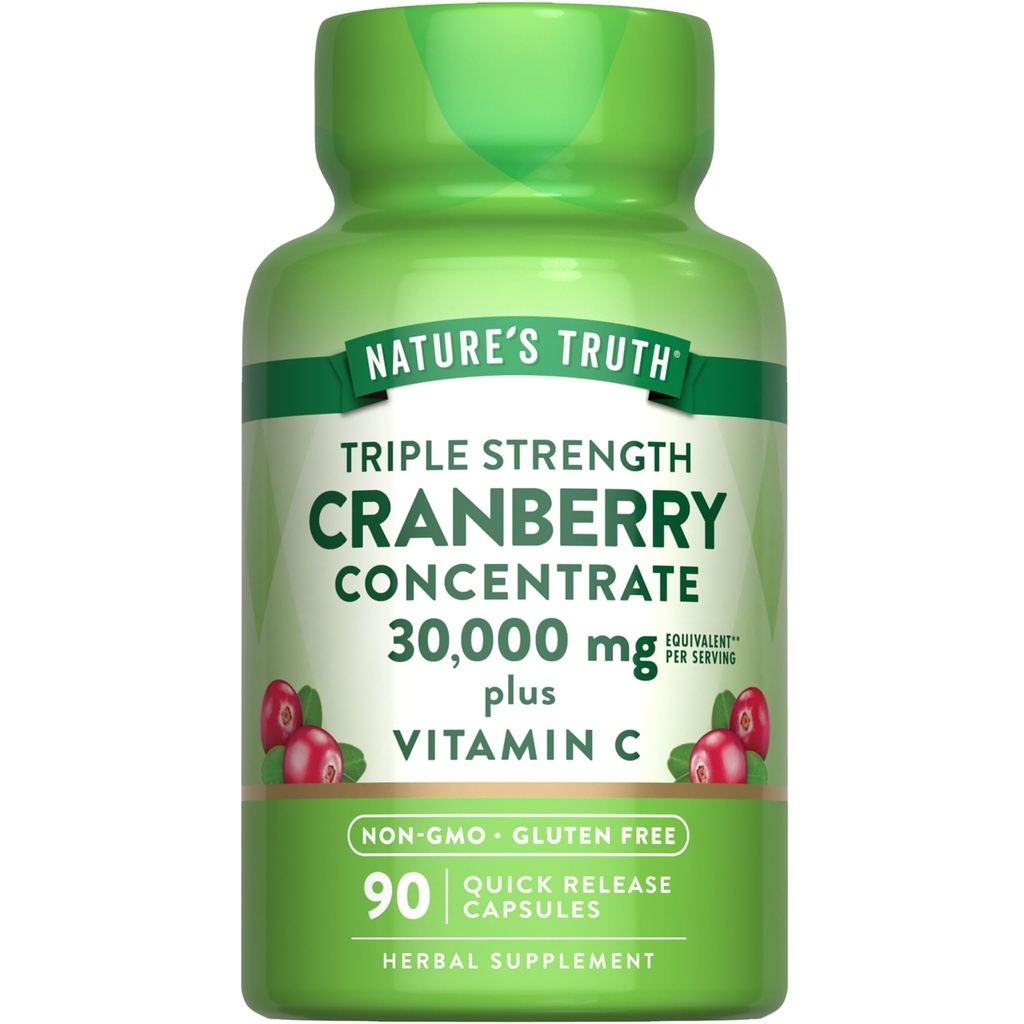 Nature's Truth Cranberry Concentrate Pills | Plus Vitamin C | Triple Strength Support Capsules | Non-GMO & Gluten Free Supplement