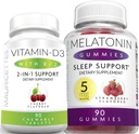 Mauricettes Vitamine à croquer D3 avec Gummies K2 et Mélatonine Bundle Immune et soutien au sommeil pour les enfants et les adultes