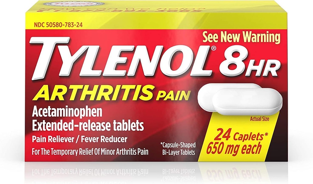 Tylenol 8 heures Arthrite soulagement de la douleur - Acétominophène comprimés à libération prolongée, analgésique / réducteur de fièvre, 24 capsules, 650 milligrammes chacun (2-pack)