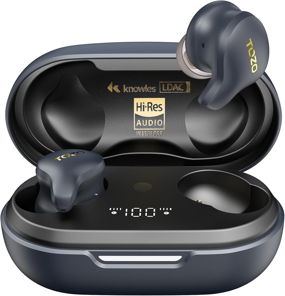 TOZO Golden X1 Ecouteurs sans fil Armature équilibrée Driver et Hybrid Dynamic Driver, casque Bluetooth OrigX Pro, LDAC & Hi-Res Audio sans fil, casque d'annulation de bruit Galaxy Bleu/Noir
