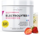 Poudre quotidienne d'électrolytes Livingood, Poudre d'hydrolyse d'électrolytes avec vitamine C, Taurine, D Ribose et FOS, Mélange de boissons d'électrolytes sans sucre, Keto, Sans gluten, Lémonade de fraises, 30 portions