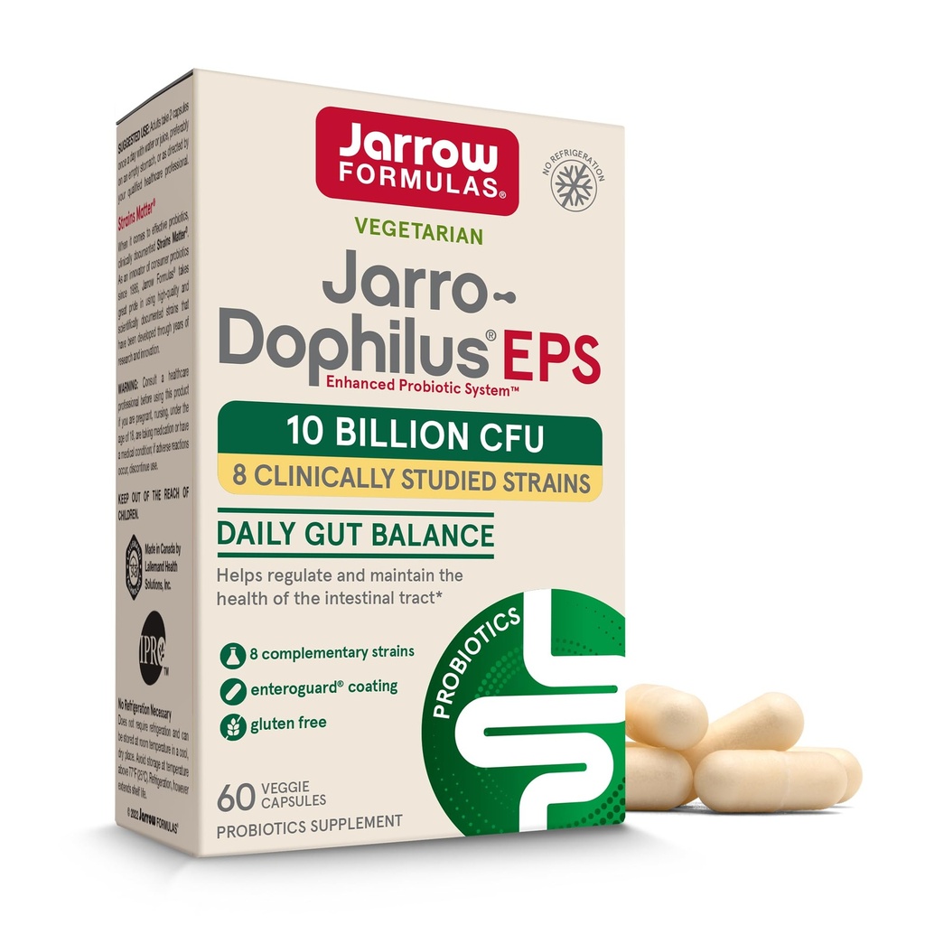 Jarrow Formules Jarro Dophilus Probiotics 10 Million CFU - Probiotic Supplement Capsules pour la santé digestive et la santé des femmes et des hommes, 60 Capsules Veggie, jusqu'à 30 jours, plateau stable