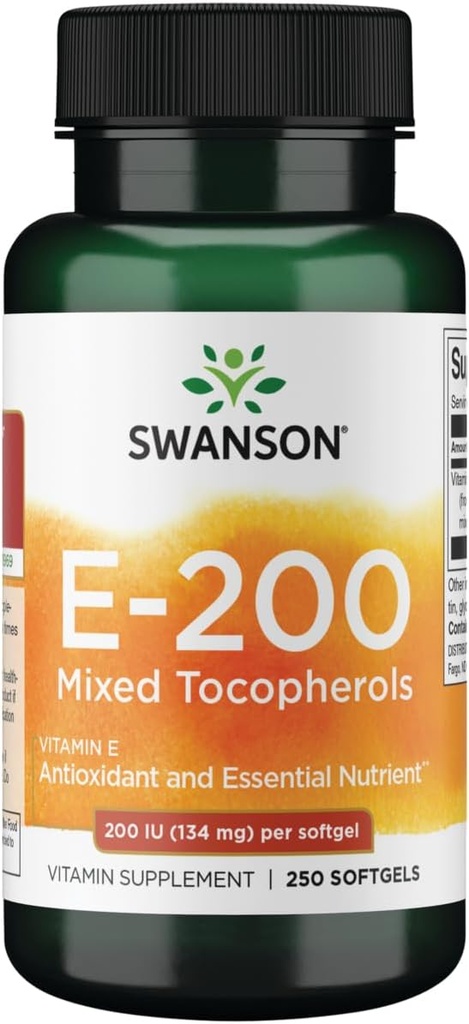 Swanson Vitamine E Tocophérols mélangés 200 Iu (134 Milligrammes) 250 gels