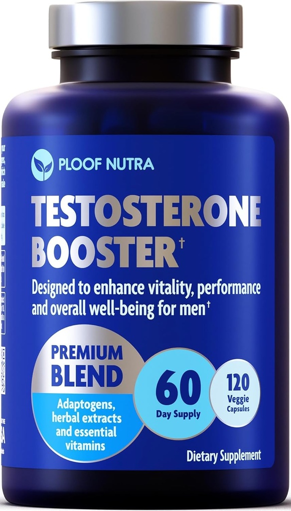 Supplément booster de testostérone pour les hommes - booster de test d'amélioration masculine - Ashwagandha, Tongkat Ali, Rhodiola, Tribulus, vitamine D3, B6, B12 - entraînement, constructeur de muscles, force, énergie, performance - 120ct