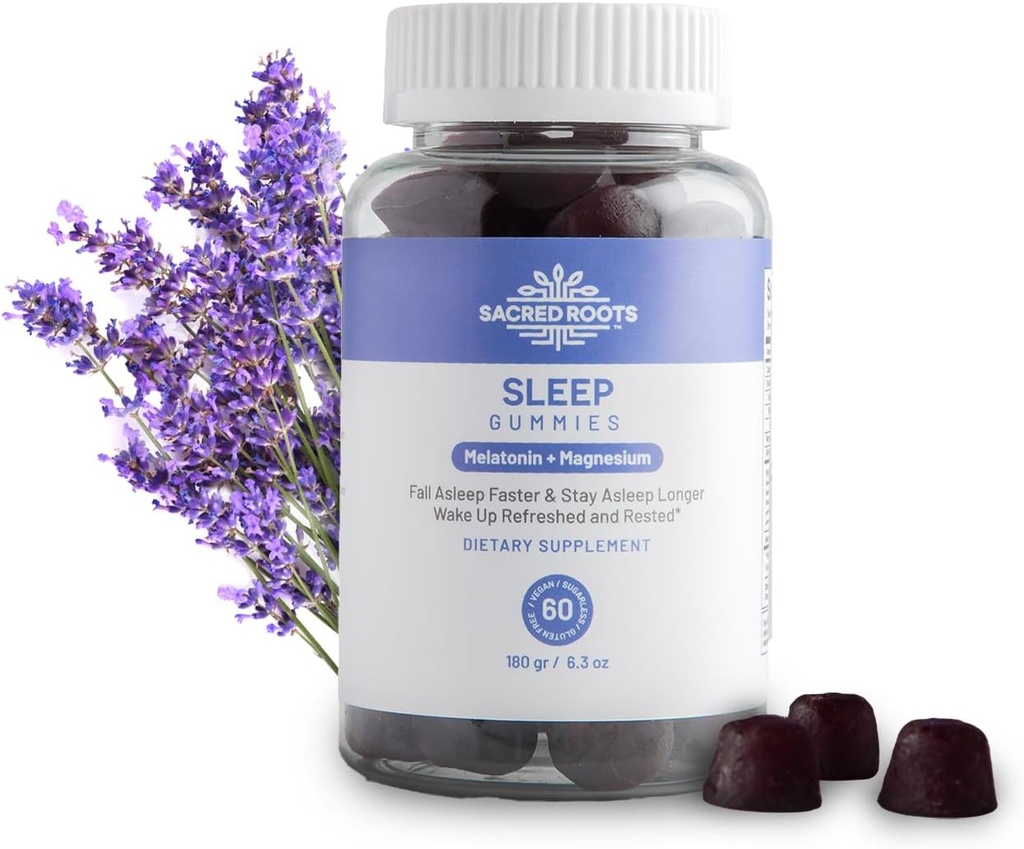 Gummies de sommeil - Sans sucre Mélatonine Gummies avec Magnésium pour le soutien du sommeil - Mélange botanique d'ingrédients naturels - Keto, végétalien, non-OGM et sans gluten - Fabriqué aux États-Unis (30 portions)