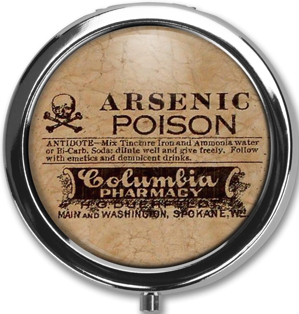 Pill Box Case Pillbox Holder Trinket Stash Box Arsenic Vintage Style Medicine Vitamin Pill Organizer Case (Arsenig Poison)