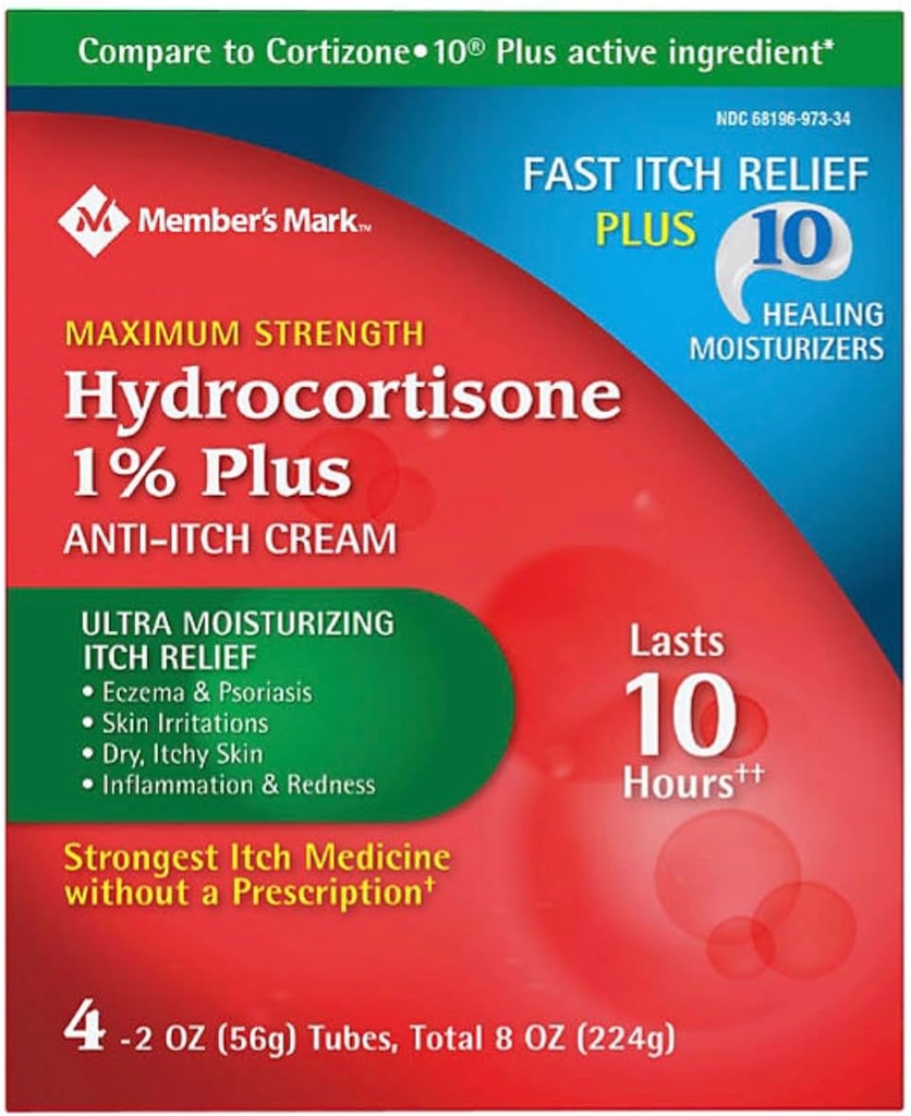 Membre Mark Hydrocortisone Cream 1%, Net Wt. 4x2 oz. = 8 oz.