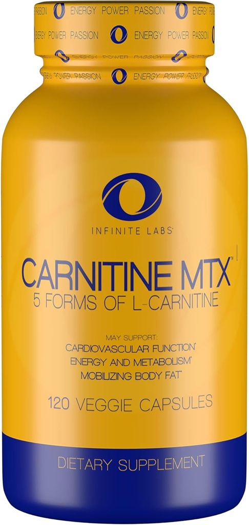 Infinite Labs L Carnitine 1000mg MTX - Mélange d'acide amino de la carnitine Fumarate, L-Carnitine L-Tartrate, acétyl L-Carnitine, L-Carnitine HCL, L-Carnitine Base 120 Capsules de Véggie.
